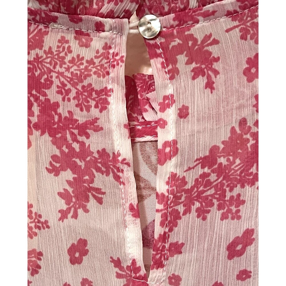 Anthropologie JODIFL Pink/White Floral Top Puff Sleeve Ruffle Collar S NWT - Picture 6 of 9